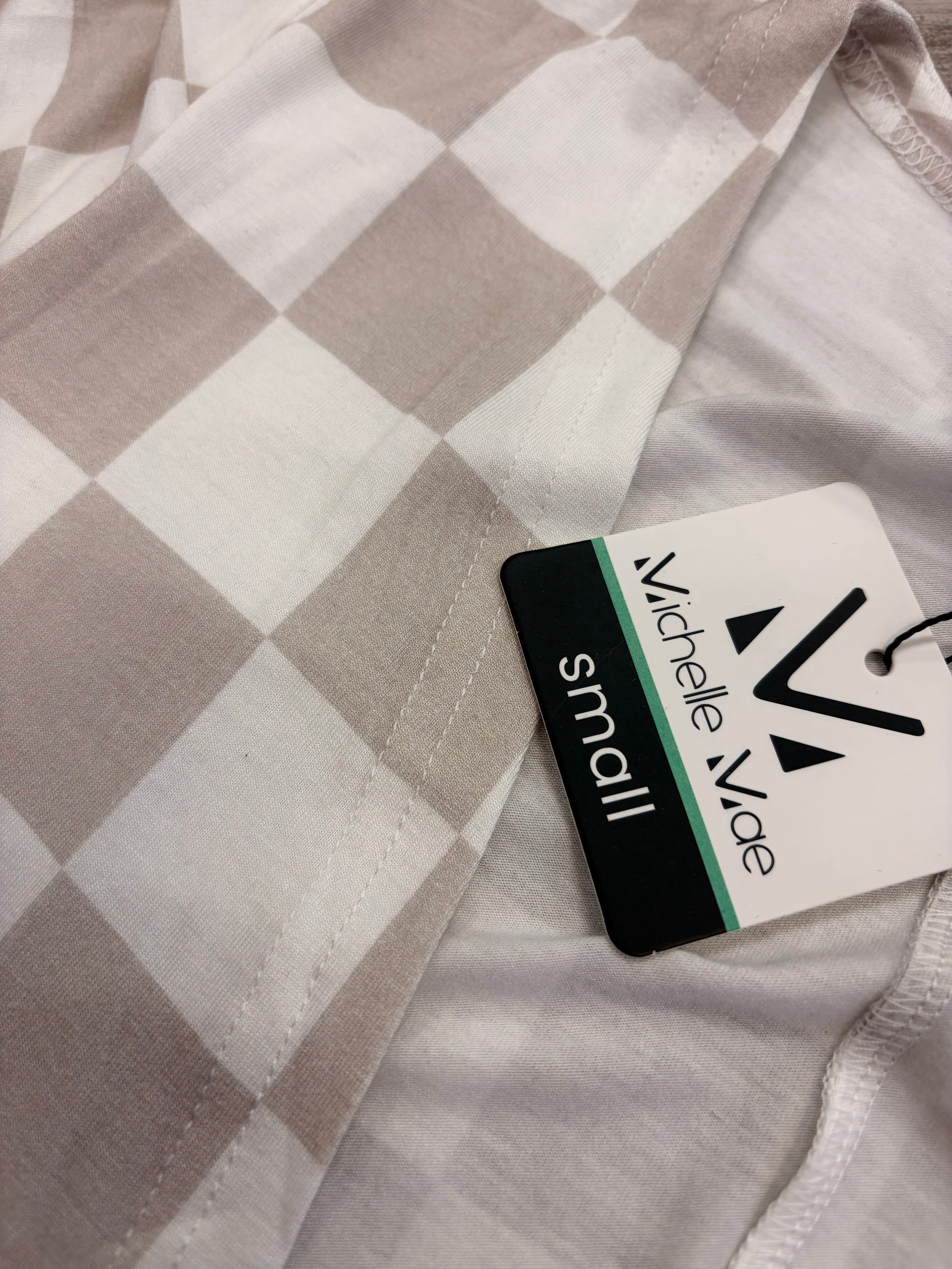 Cream Checkered Lightweight Cardigan with Pockets