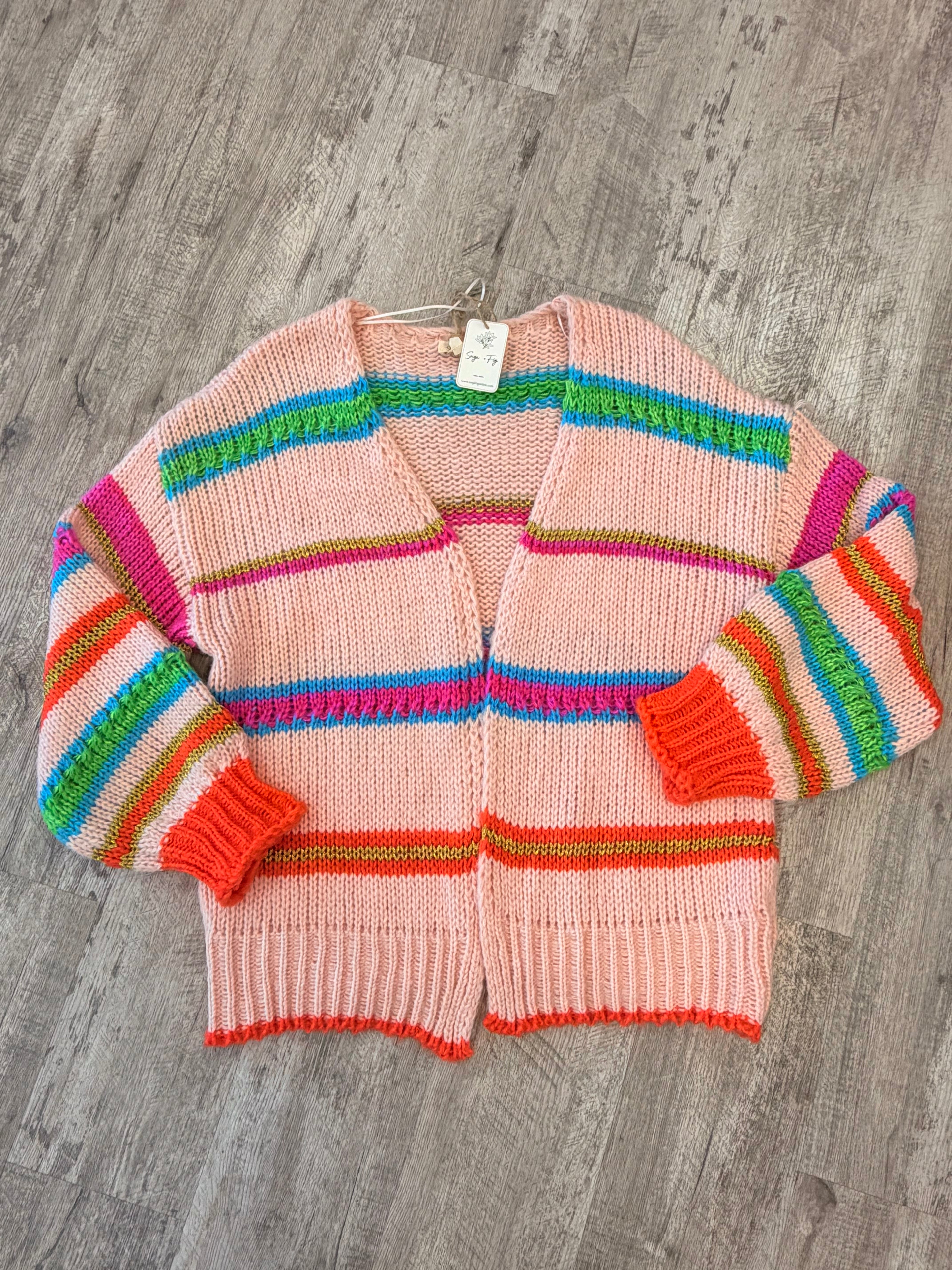 Multicolor Striped Knit Cardigan