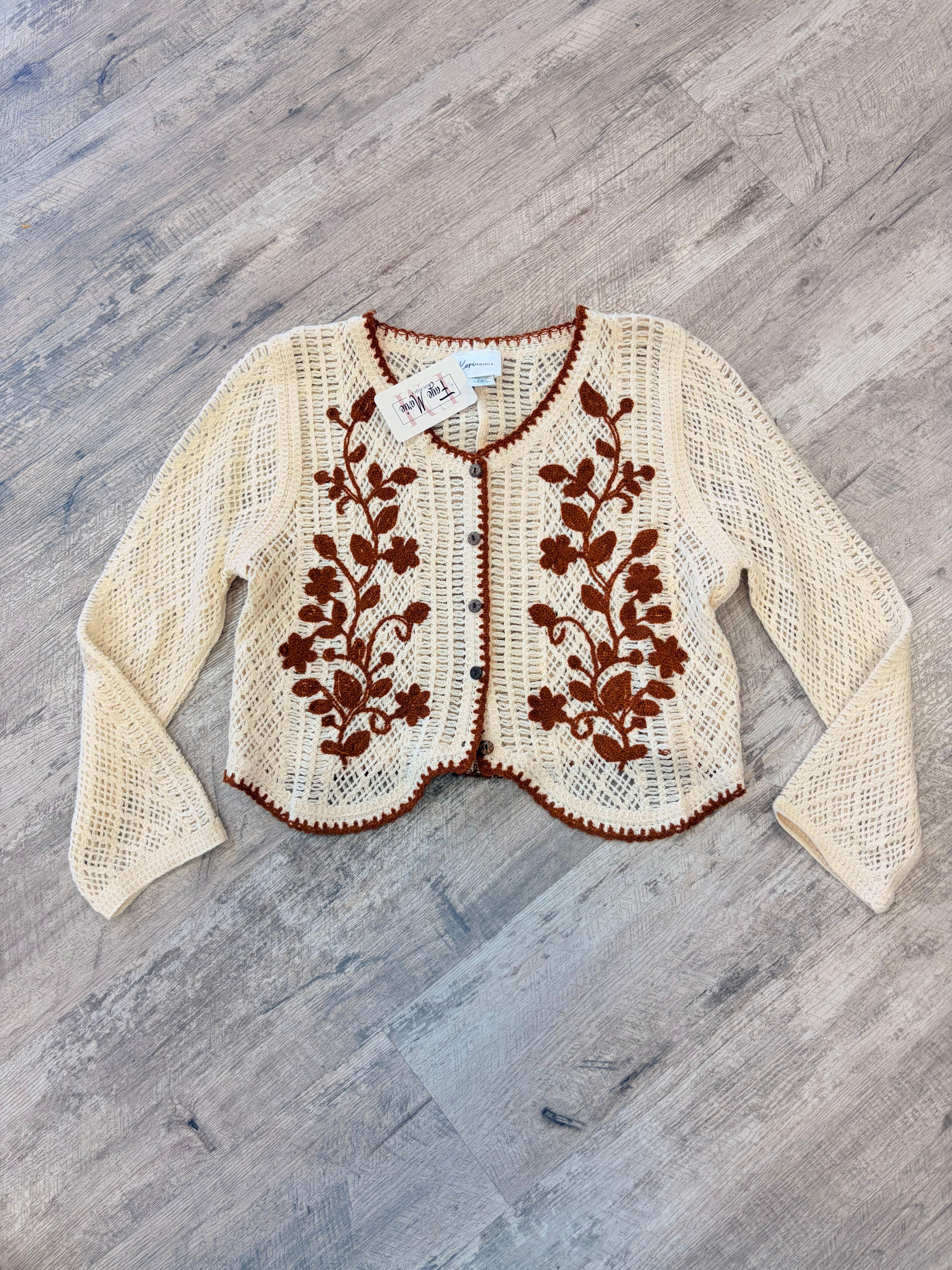 Embroidered Floral Knit Cardigan