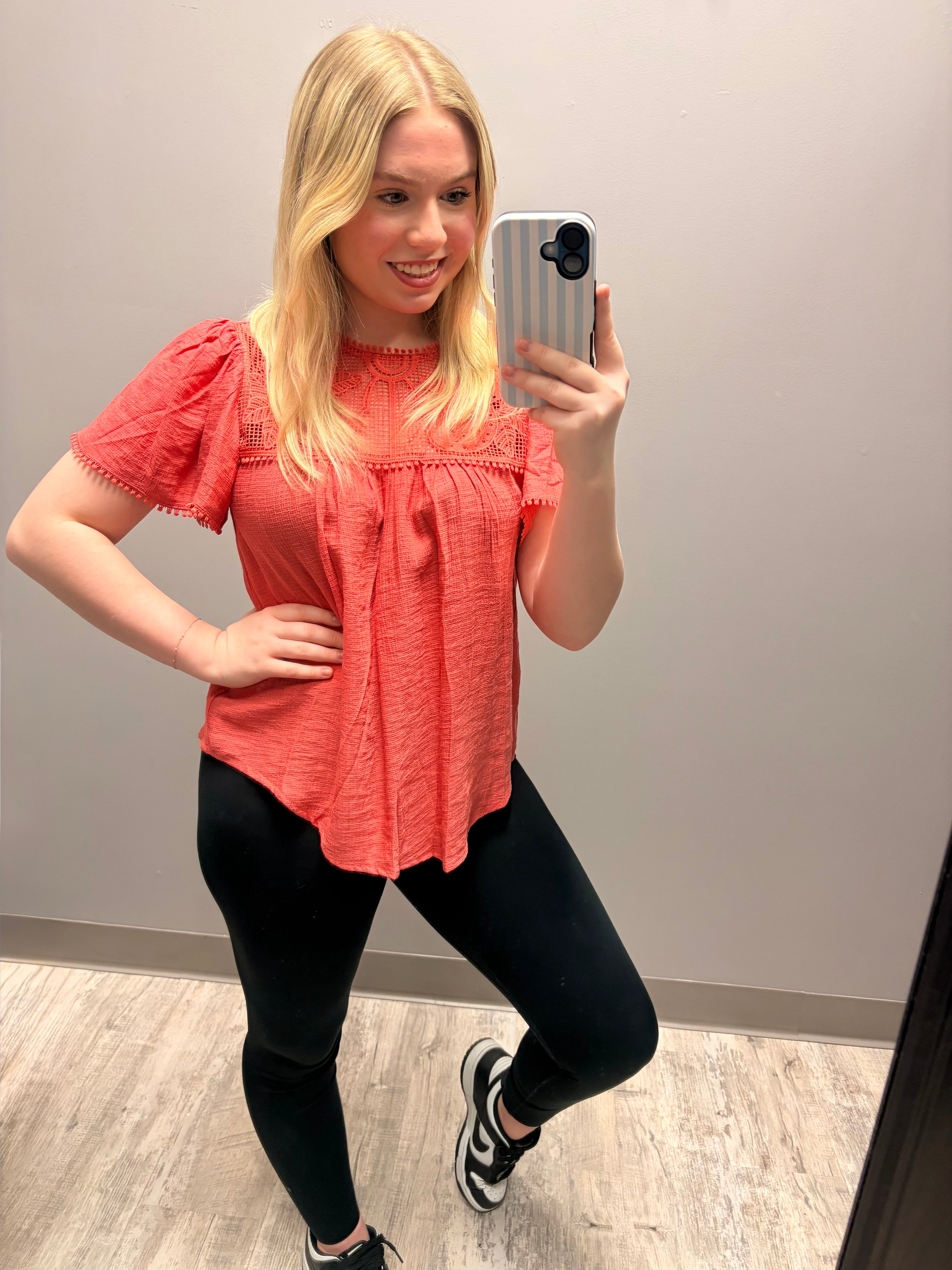 Soft Coral Lace Blouse