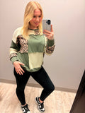 Olive Leopard Colorblock Top