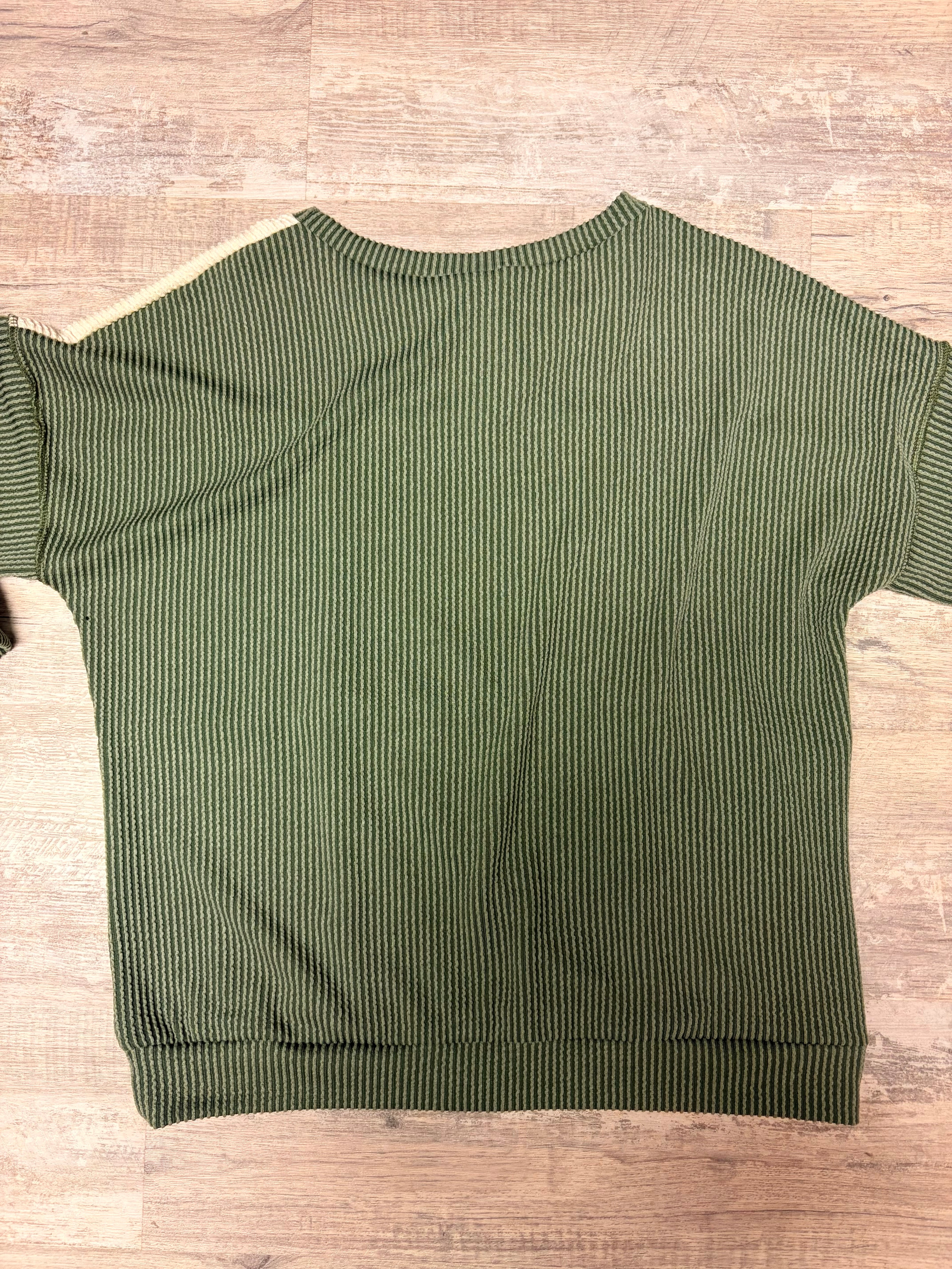 Olive Leopard Colorblock Top