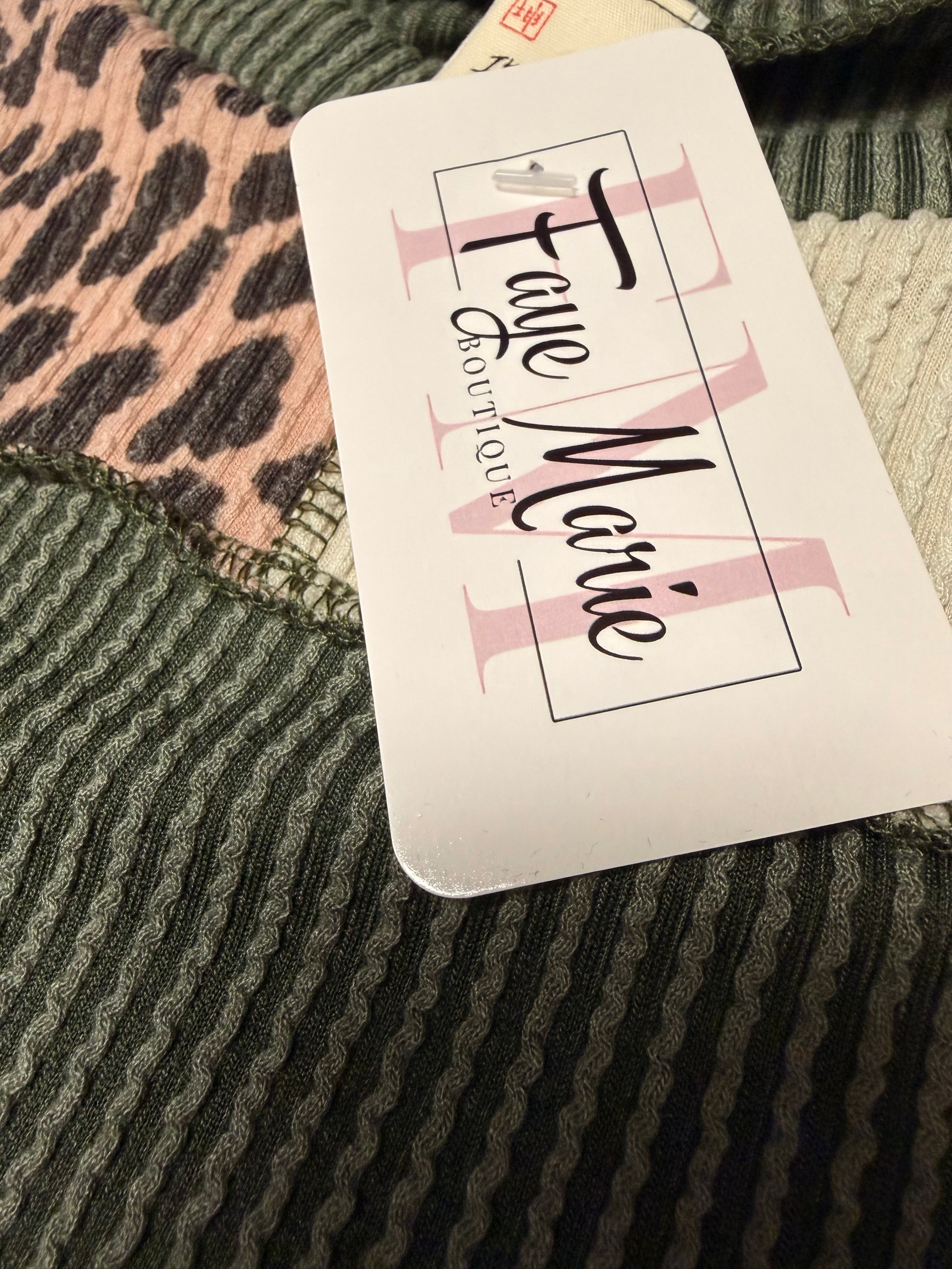 Olive Leopard Colorblock Top