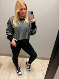 Two-Tone Ribbed Cropped Sweater