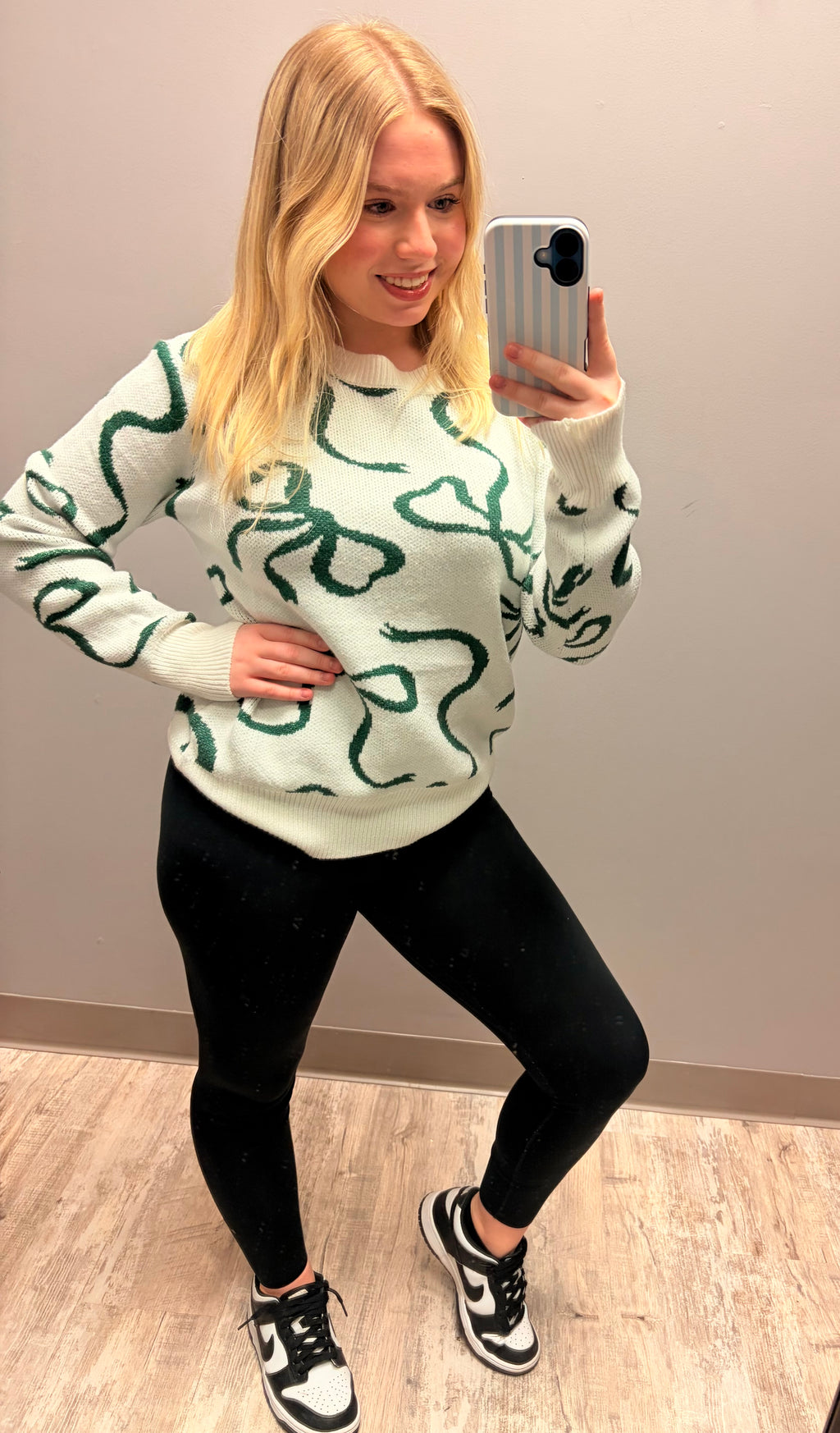 Cozy Green Bow Sweater