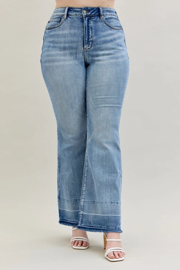 Judy Blue High Rise Plus Hem Flare Jeans