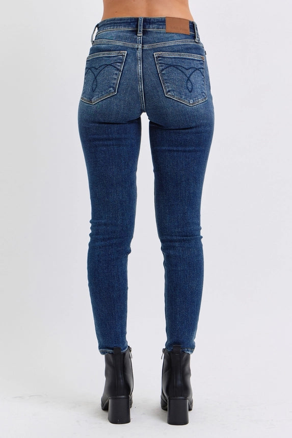 Judy Blue Dark Wash Thermal Skinny Jeans - Warm Winter Denim for Women