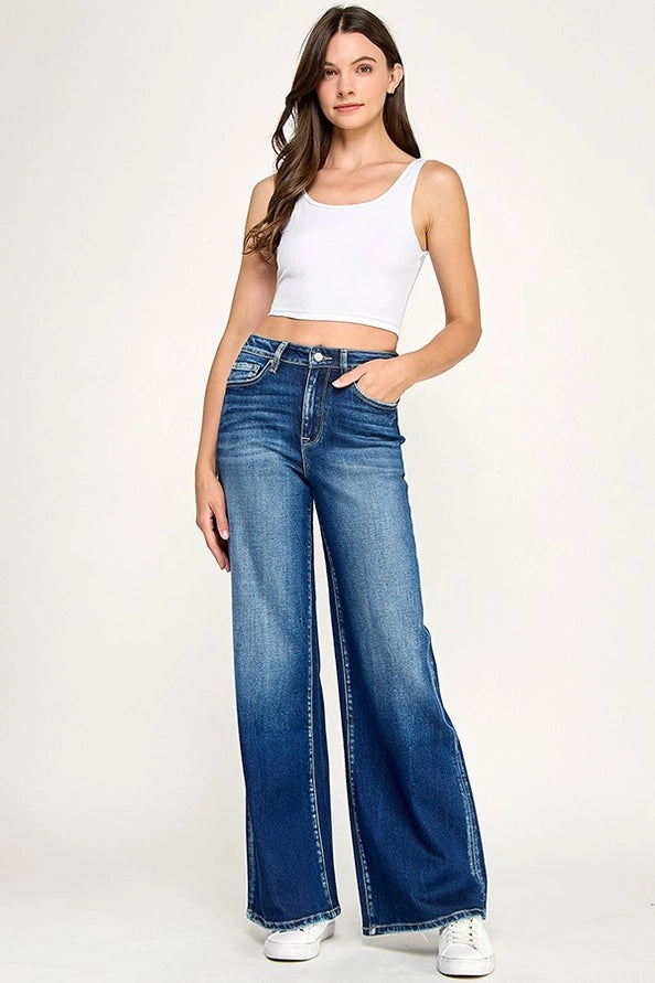Petra High Rise Wide Leg Jeans - Dark Wash