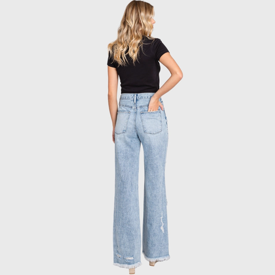 High Rise Distressed Vintage Flare Jeans