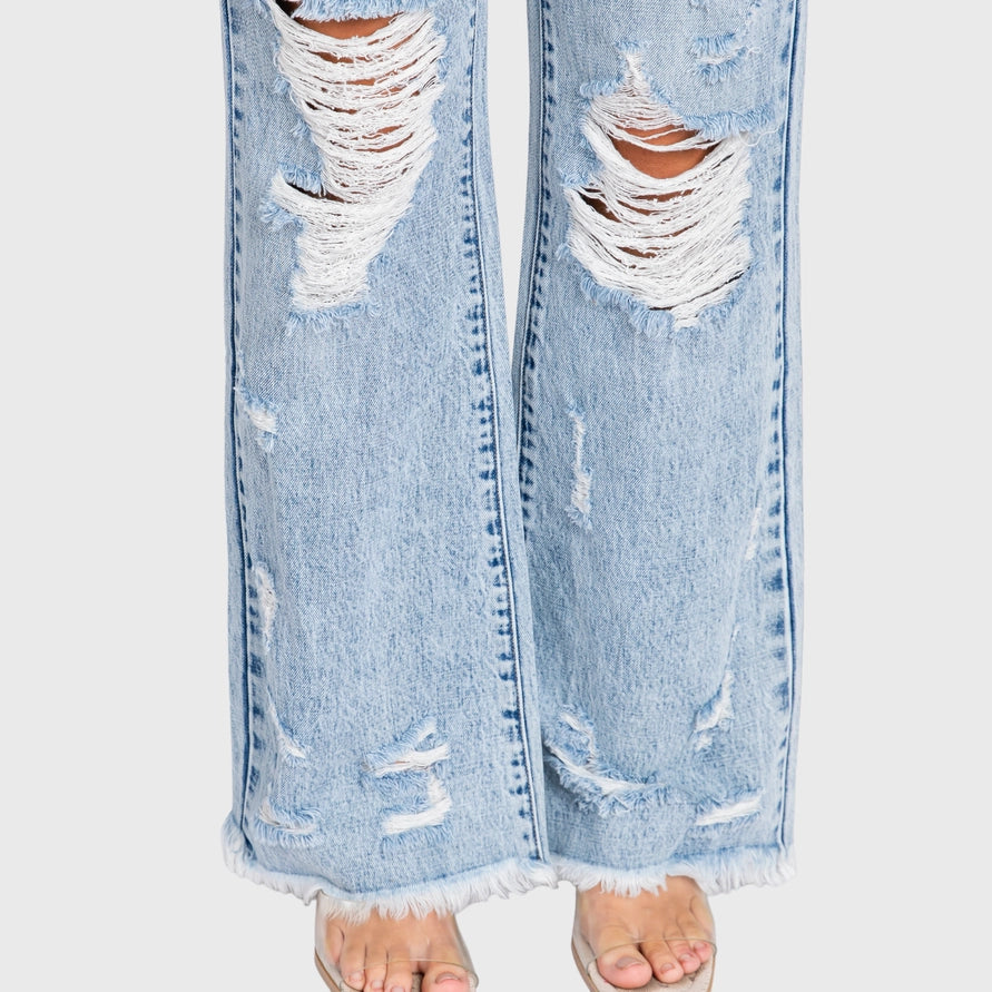 High Rise Distressed Vintage Flare Jeans