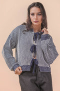 Navy Tie Front Cozy Sweater - Effortless Cozy Style