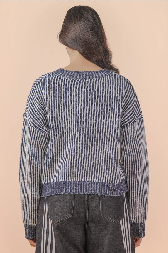 Navy Tie Front Cozy Sweater - Effortless Cozy Style