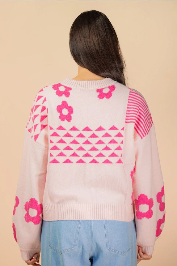 Pink Bubble Sleeve Sweater | Women's Statement Knit Top